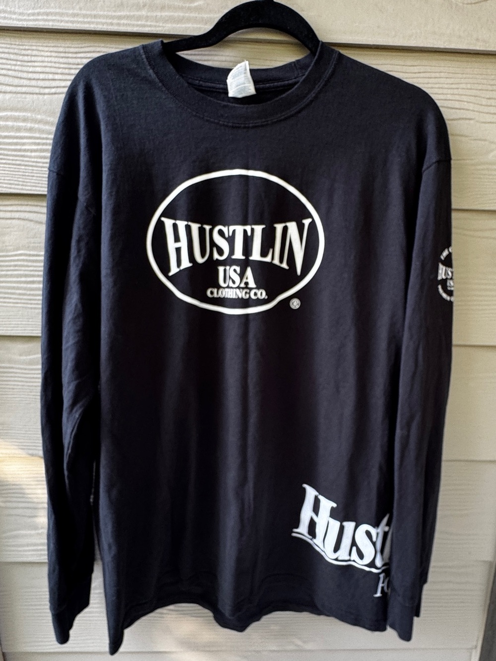 Hustlin USA Black Long Sleeve Graphic Shirt size large